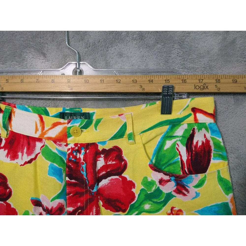 Ralph Lauren Pants Womens 14W Linen Cottagecore Floral Tropical Coastal Beachy - Picture 3 of 9